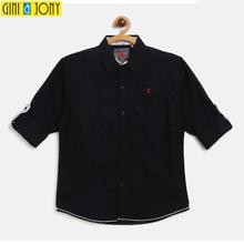 Boys Black Regular Fit Solid Casual Shirt