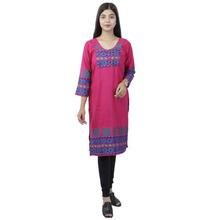 Pink/Black Abstract Printed Woolen Vela Kurti For Women