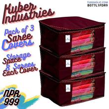 CHINA SALE-   Kuber Industries 3 Piece Non Woven Saree Cover