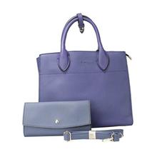 Blue 2 In 1 Solid Handbag For Women