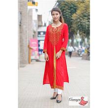 Red Double Layer Long Kurti With For Women