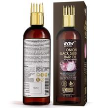 WOW Skin Science Onion Black Seed Hair Oil - WITH COMB APpLICATOR - Controls Hair Fall - NO Mineral Oil, Silicones, Cooking Oil & Synthetic Fragrance (200 ml)