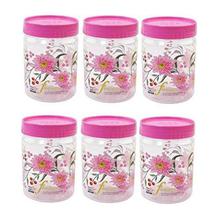 Aafno Pasal Navisha  Ski Homeware Printed Easy Pet Jars 500ml (6 Pcs)- Pink