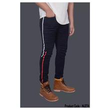 Hifashion- Casual Jeans Stripe Design Pants For Men-Black