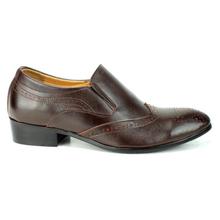 Coffee Brown Lace Free Brogue Formal Shoes For Men