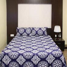 Navy Blue Vella Cotton Double Bed Sheet With 2 Pillow Covers