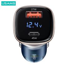 USAMS Car Accessories Interior Factory 72W A+C Wireless Dual Ports Digital Display Car Charger Adapter