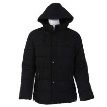 Black Plain Silicon Long Winter Jacket For Men