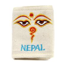 White/Yellow Buddha Eye Embroidered Cotton Purse (Unisex)