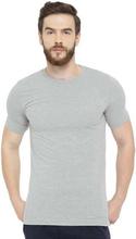 Melange Grey Solid Round Neck T-Shirt For Men (CVT1002)