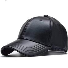 SHVAS Unisex Faux Leather Black Baseball Hat