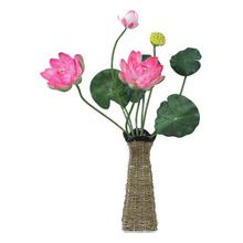 Brown Cane Vase With Artificial Flowers