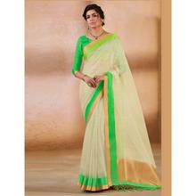 Stylee Lifestyle Green Organza Woven Saree - 1894