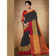 Stylee Lifestyle Black Banarasi Silk Jacquard Saree (1822)