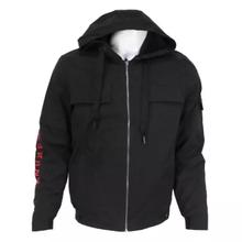 Black Hooded Windcheater For Men