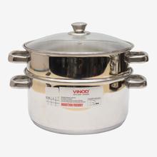 Vinod Cookware 2 Tier Momo Steamer With Glass Lid, 18cm