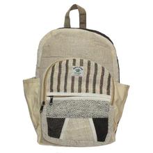 Cream/Grey Striped Hemp Backpack - Unisex