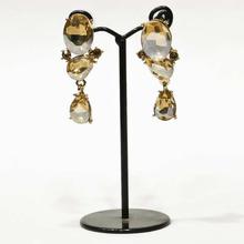 Golden Three Rhinestone Studded Earrings For Women