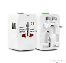 All In One Universal 2 USB Port Plug Travel Adapter-White