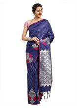 Stylee Lifestyle Navy Blue Banarasi Silk Jacquard Saree - 2071