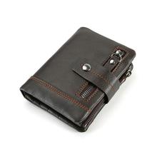 NEW Genuine Leather Men Wallets Casual Zipper Coin Purse