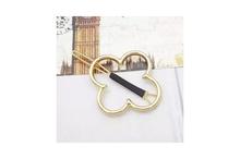 Frosted Gold Metal Clover Hollow Bow Knot Hair Clip