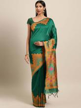 Stylee Lifestyle Green Ikkat Silk Jacquard Saree-2146