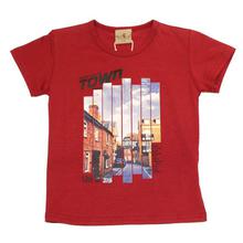 Black Cat Maroon Town Printed T-Shirt For Boys - BCKG1739