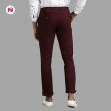 Nyptra Dark Maroon Stretchable Cotton Chinos For Men