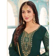 Stylee Lifestyle Green Georgette Embroidered Dress Material (1783)