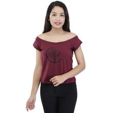 Maroon Lycra Printed Razor Cut Top For Women-WTP4759