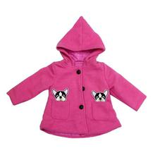 Pink Mixed Cotton Hooded Coat For Girls