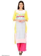 W Woman Printed Straight Kurta – Yellow