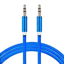 Blue 3.5mm Nylon Braided Male to Male Gold Plated Auxiliary Cable For Headphones
