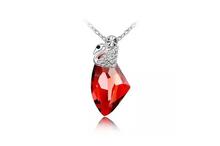 Red Swarovski Elements Crystal Diamond Pendant Necklace