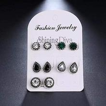 Shining Diva Fashion 5 Pairs Combo Stylish Oxidized Silver