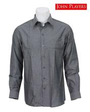 John Players Grey Cotton Slim Formal Shirt For Men JPSFCR1020