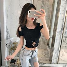 Black Lace Detailed T-shirt for Girls