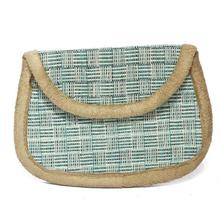 Beige/Green Checkered Small  Zip Purse For Women