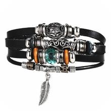 IF ME Fashion Multiple Layers Punk Leather Bracelets Men