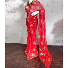 Red Floral Design Saree for  Women