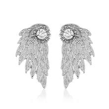 Silver Toned Angel Wings Shaped Earrings For Women