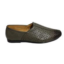 Grey Laser Cut Slip On Shoes For Men