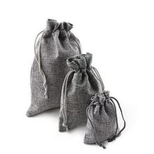 10PCS Christmas Linen Jute Drawstring Gift Bags Sacks Wedding Birthday