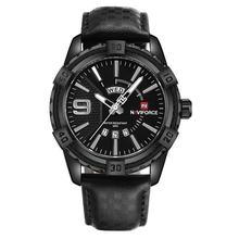 NaviForce Luxury Leather Strap Sport Watch For Men(Black)-NF9117M