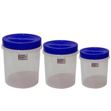 Set Of 3 Plastic Containers-Blue