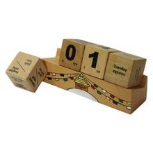 Brown Printed Wooden Calendar Block For Kids