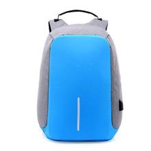 High Quality Anti-Theft Backpack with USB Charging Port Light Blue