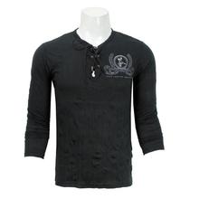 Men's Wrinkled Full Sleeves Black Tshirt