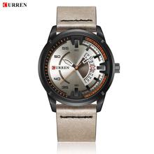 CURREN 8298 Fashion Unisex Round Dial Quartz Analog PU Band Wrist Watch with Calendar